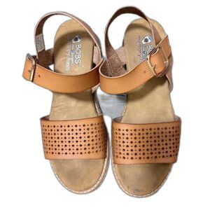 Bob’s from Skechers Sandals 9 Tan Jute Wedge Memory Foam Comfort Casual